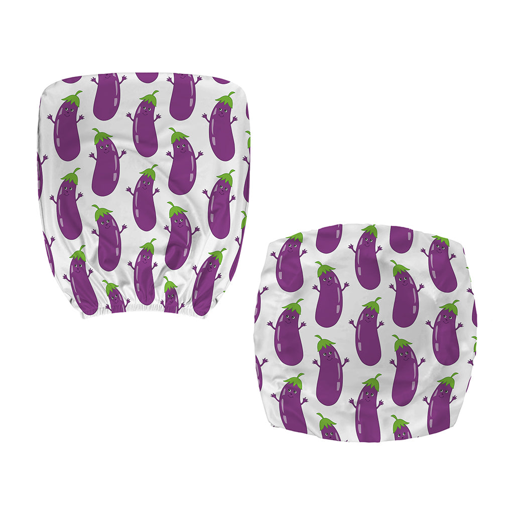 Cartoon Eggplant Pattern Print Office Chair Cover