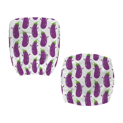 Cartoon Eggplant Pattern Print Office Chair Cover