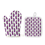 Cartoon Eggplant Pattern Print Oven Mitt And Pot Holder Set