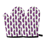 Cartoon Eggplant Pattern Print Oven Mitts