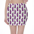 Cartoon Eggplant Pattern Print Pencil Mini Skirt