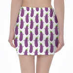 Cartoon Eggplant Pattern Print Pencil Mini Skirt