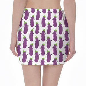 Cartoon Eggplant Pattern Print Pencil Mini Skirt