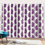 Cartoon Eggplant Pattern Print Pencil Pleat Curtains