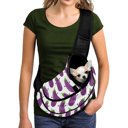 Cartoon Eggplant Pattern Print Pet Sling Carrier