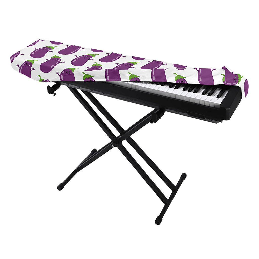 Cartoon Eggplant Pattern Print Piano Keyboard Cover