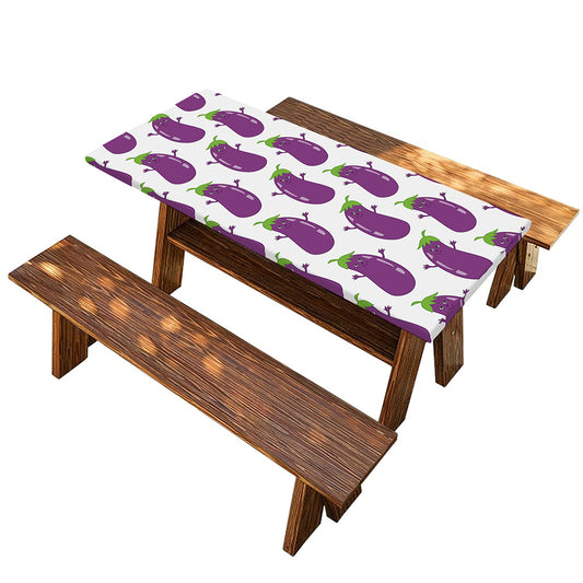 Cartoon Eggplant Pattern Print Picnic Table Cover