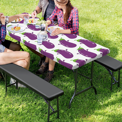 Cartoon Eggplant Pattern Print Picnic Table Cover