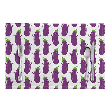 Cartoon Eggplant Pattern Print Placemat