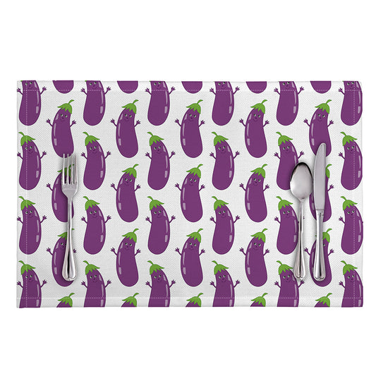 Cartoon Eggplant Pattern Print Placemat