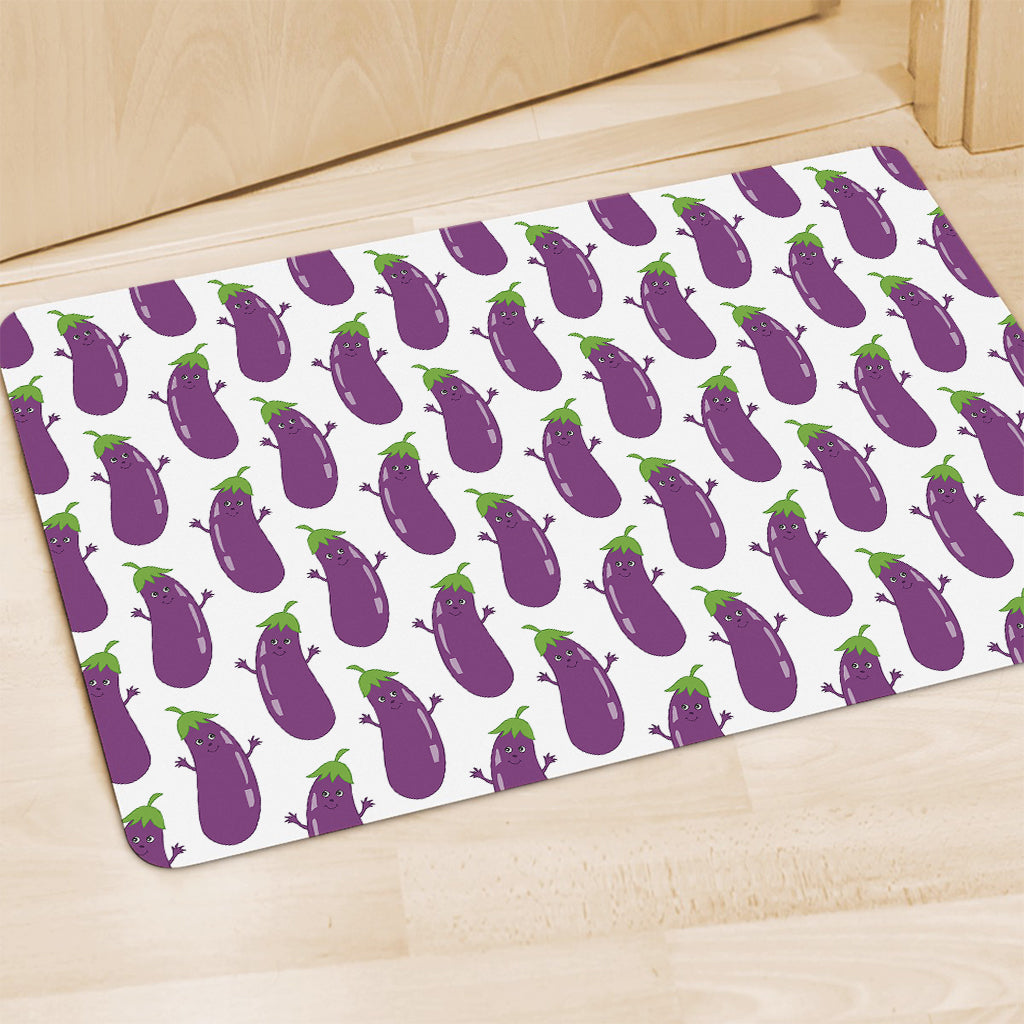 Cartoon Eggplant Pattern Print Polyester Doormat