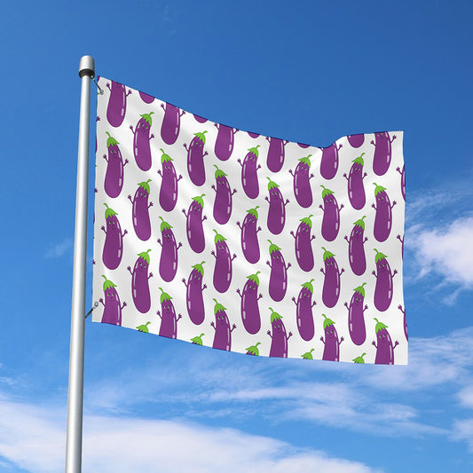 Cartoon Eggplant Pattern Print Polyester Flag