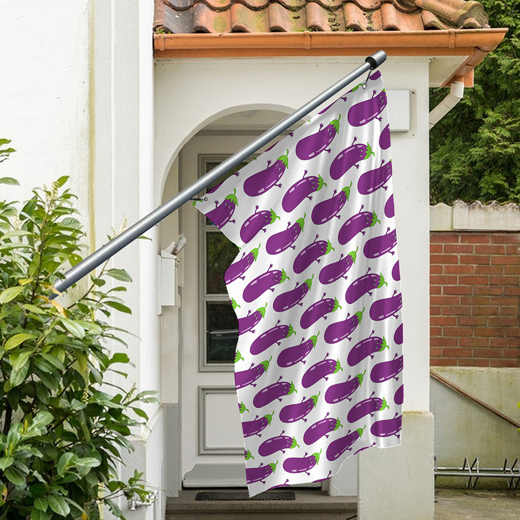 Cartoon Eggplant Pattern Print Polyester Flag