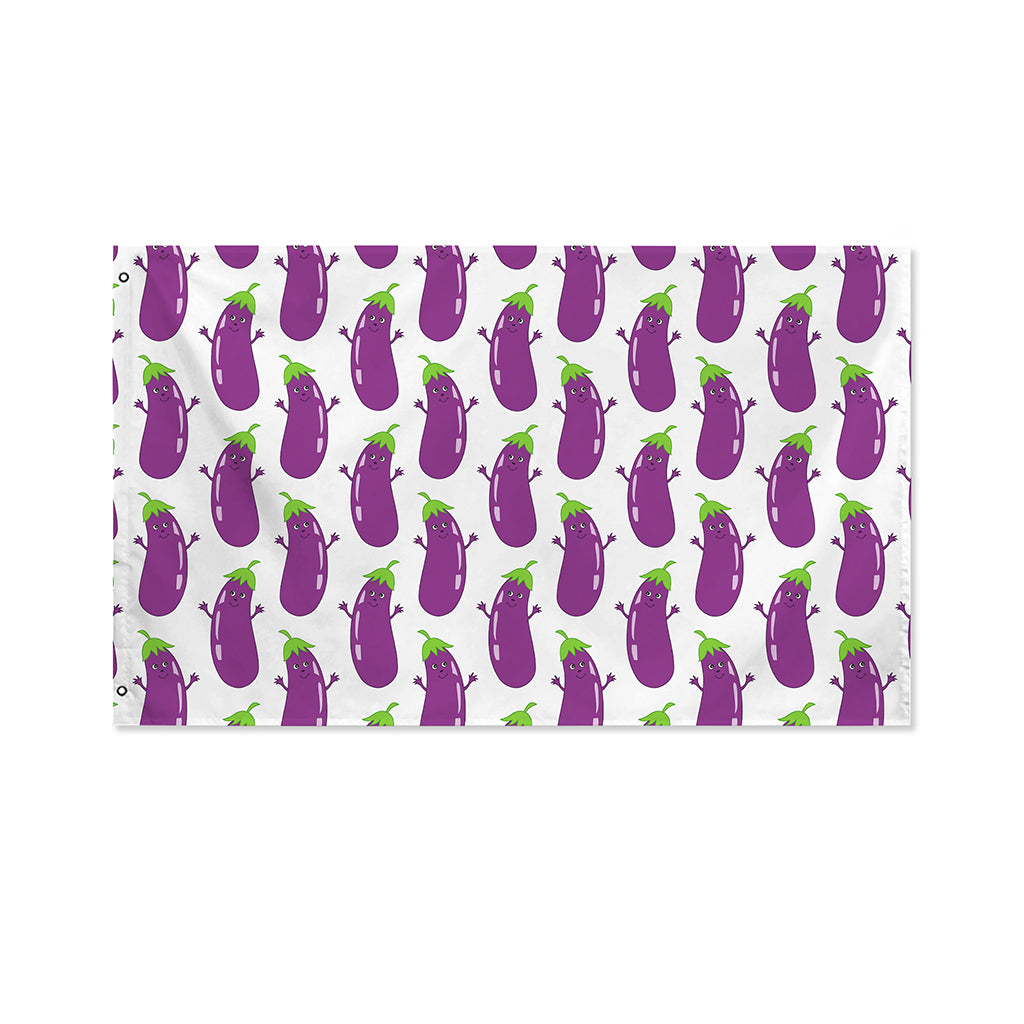 Cartoon Eggplant Pattern Print Polyester Flag