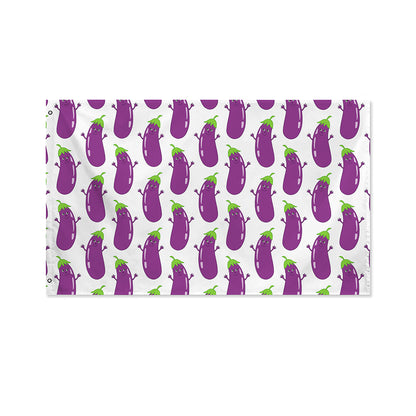 Cartoon Eggplant Pattern Print Polyester Flag