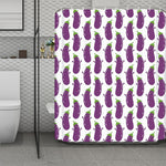 Cartoon Eggplant Pattern Print Polyester Shower Curtain