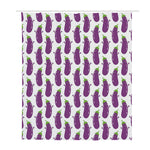 Cartoon Eggplant Pattern Print Polyester Shower Curtain