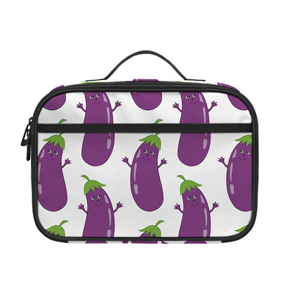 Cartoon Eggplant Pattern Print Portable Lunch Bag