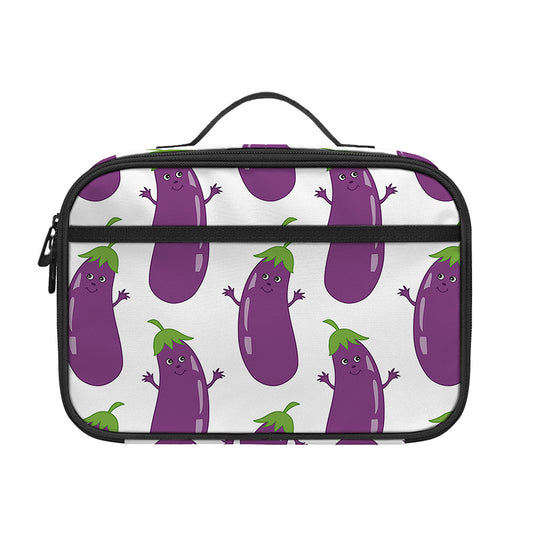 Cartoon Eggplant Pattern Print Portable Lunch Bag