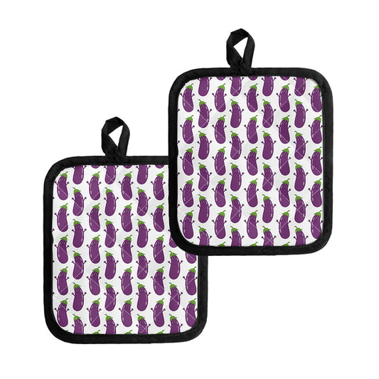 Cartoon Eggplant Pattern Print Pot Holders