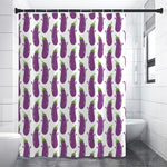 Cartoon Eggplant Pattern Print Premium Shower Curtain