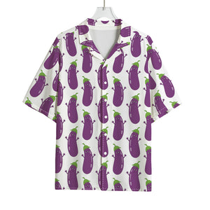 Cartoon Eggplant Pattern Print Rayon Hawaiian Shirt