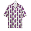 Cartoon Eggplant Pattern Print Rayon Hawaiian Shirt