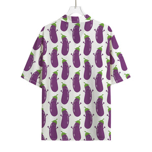 Cartoon Eggplant Pattern Print Rayon Hawaiian Shirt