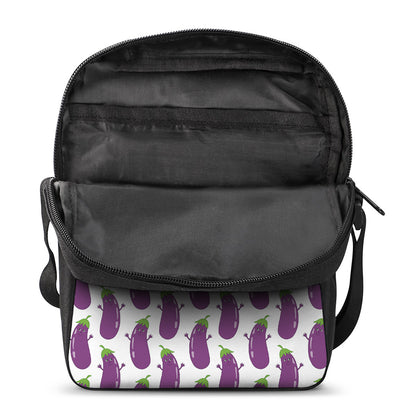 Cartoon Eggplant Pattern Print Rectangular Crossbody Bag