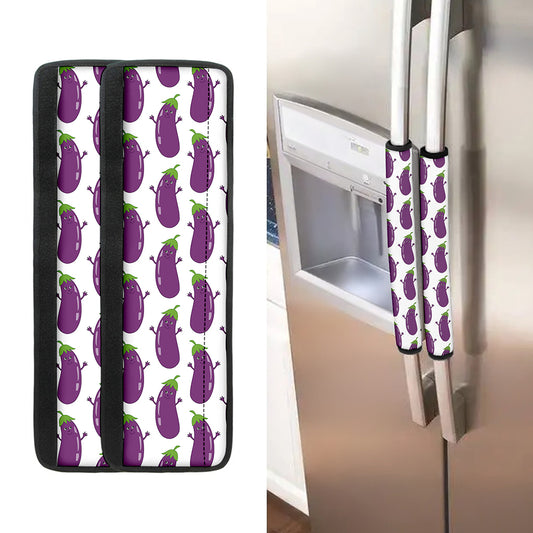 Cartoon Eggplant Pattern Print Refrigerator Handle Covers