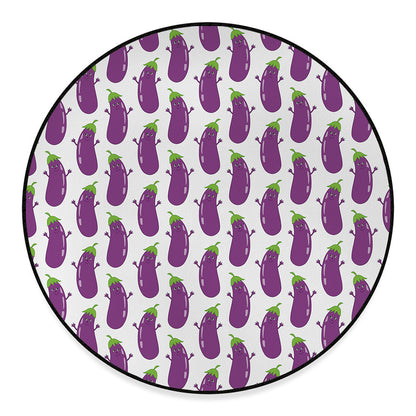 Cartoon Eggplant Pattern Print Round Floor Mat