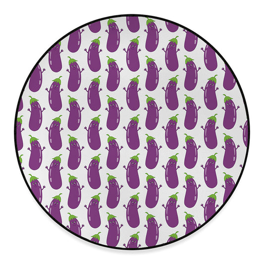 Cartoon Eggplant Pattern Print Round Floor Mat