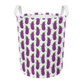 Cartoon Eggplant Pattern Print Round Laundry Basket