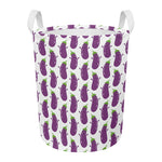 Cartoon Eggplant Pattern Print Round Laundry Basket