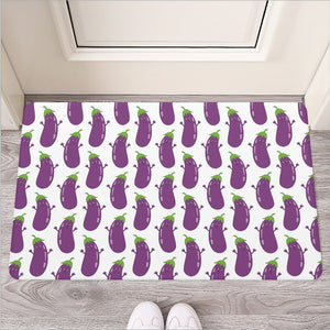 Cartoon Eggplant Pattern Print Rubber Doormat