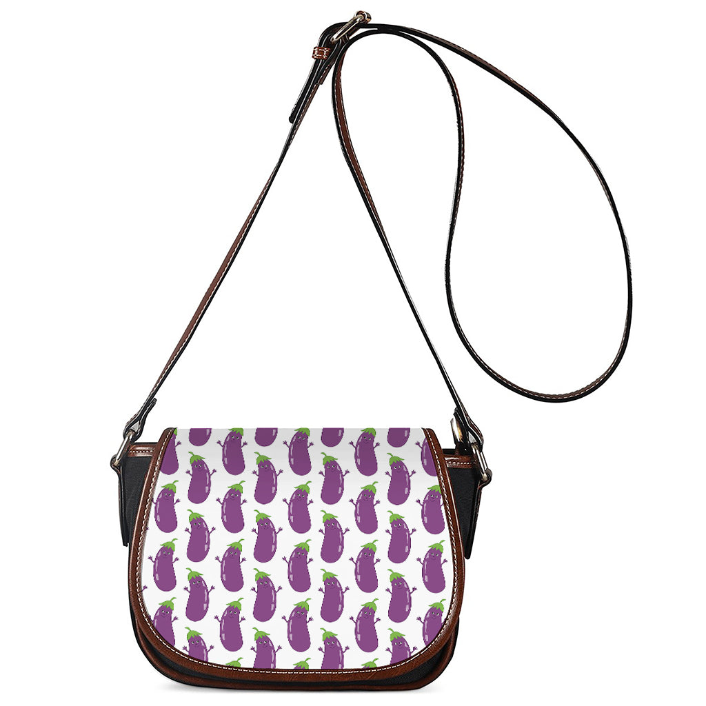 Cartoon Eggplant Pattern Print Saddle Bag