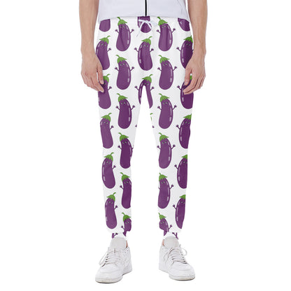 Cartoon Eggplant Pattern Print Scuba Joggers