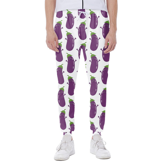 Cartoon Eggplant Pattern Print Scuba Joggers