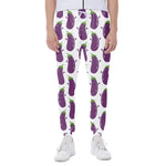 Cartoon Eggplant Pattern Print Scuba Joggers