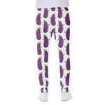 Cartoon Eggplant Pattern Print Scuba Joggers