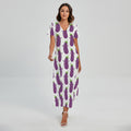 Cartoon Eggplant Pattern Print Short Sleeve Maxi Dress