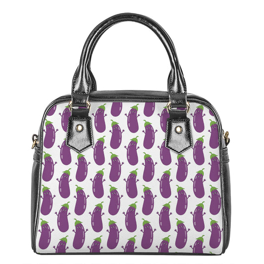 Cartoon Eggplant Pattern Print Shoulder Handbag