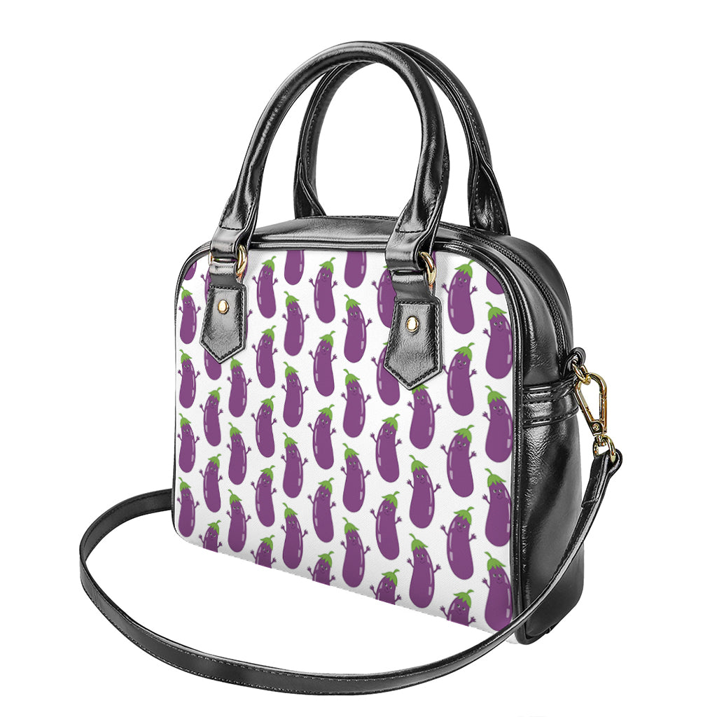 Cartoon Eggplant Pattern Print Shoulder Handbag