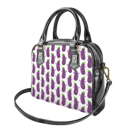 Cartoon Eggplant Pattern Print Shoulder Handbag