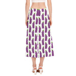 Cartoon Eggplant Pattern Print Side Slit Midi Skirt