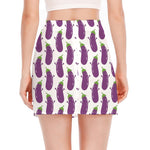 Cartoon Eggplant Pattern Print Side Slit Mini Skirt