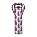 Cartoon Eggplant Pattern Print Single Neoprene Wine Tote