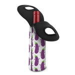 Cartoon Eggplant Pattern Print Single Neoprene Wine Tote