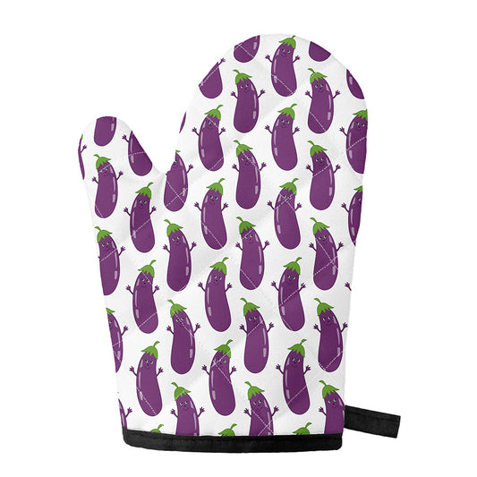 Cartoon Eggplant Pattern Print Single Oven Mitt