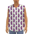 Cartoon Eggplant Pattern Print Sleeveless Baseball Jersey